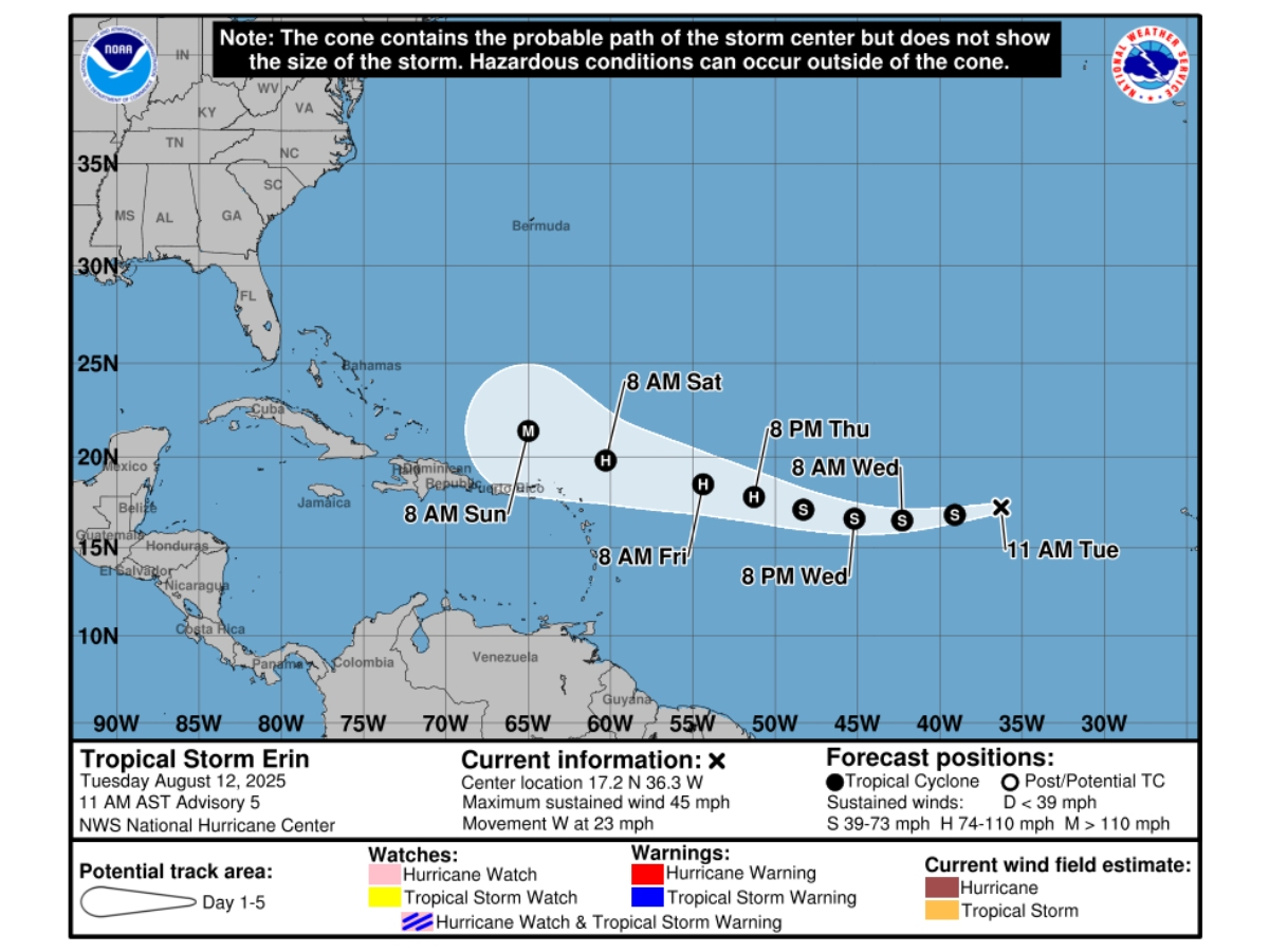 Tropical Storm Erin Likely To Strengthen, Threatening US East Coast
