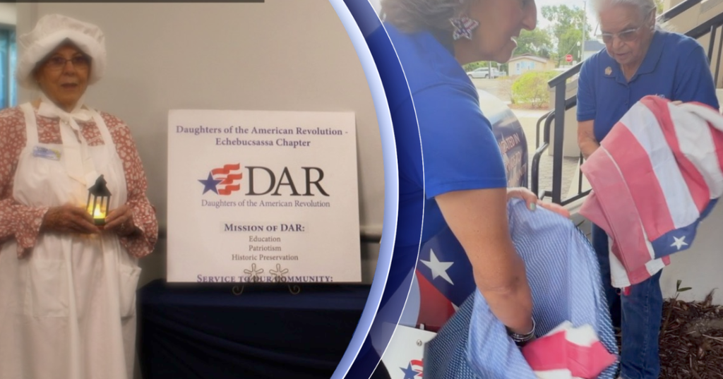 DAR Members Honor Flag with Retirement Drop-Off Box in Dade City